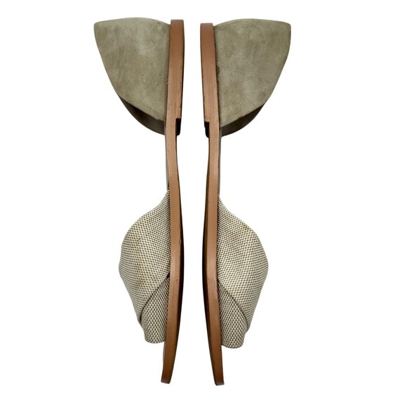 Vince Womens Sz 39 Beige Suede Canvas Crisscross Flat Sandals Summer Comfortable - Picture 6 of 13